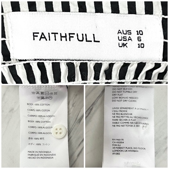 Faithfull the Brand- Black & White Cooper Off Shoulder Top Size 6. - Picture 6 of 6